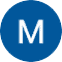 The m logo on a blue background.